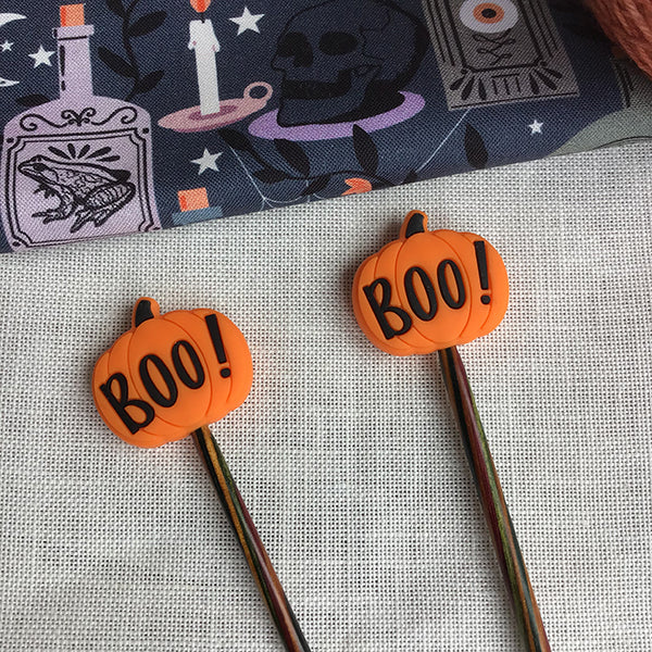 Halloween Boo Pumpkin Knitting Needle Stoppers